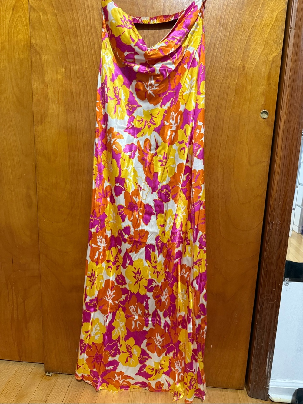 l*space Tropical Floral Cowl Neck Maxi Dress in Pink, Orange & Yellow
